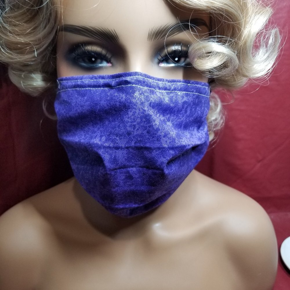 Adult Face Masks - Purple Sparkle - Filter Pocket - Roomy - Breathable